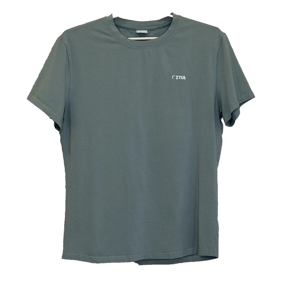Zyia Active Athletic T-Shirt Mens Sz Medium Green Short Sleeve Crew Neck Stretch